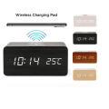 Best Gift Wooden Digital LED Alarm Clock Children's Alarm Clock Wooden wireless charger with Alarm Clock